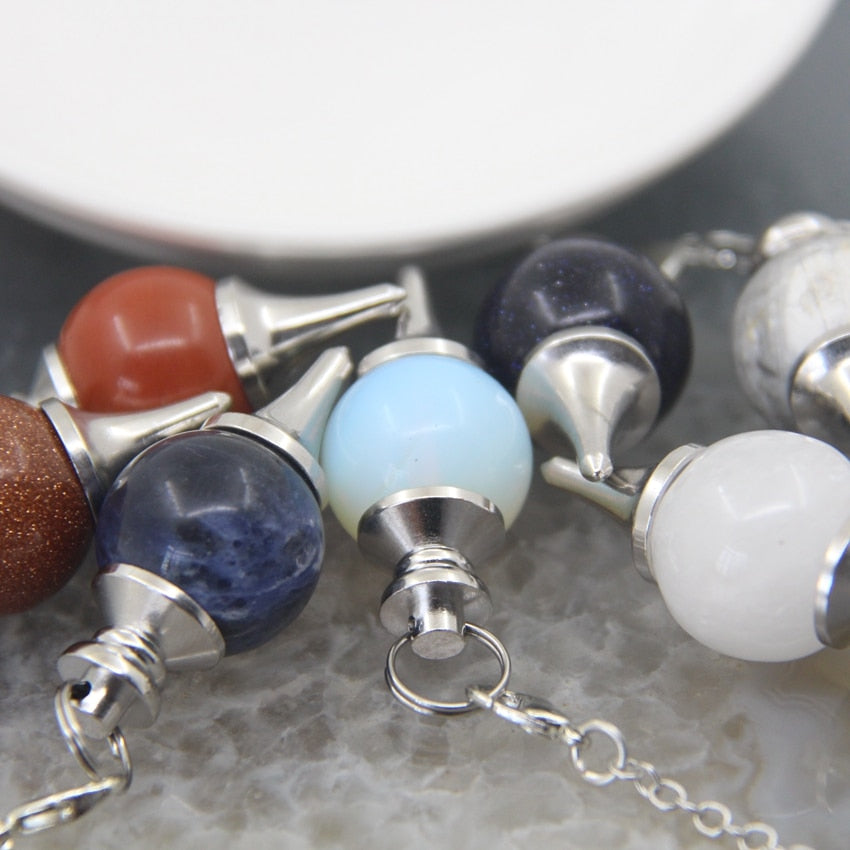 Natural Stone Ballpoint Pendulum for Dowsing & Divination