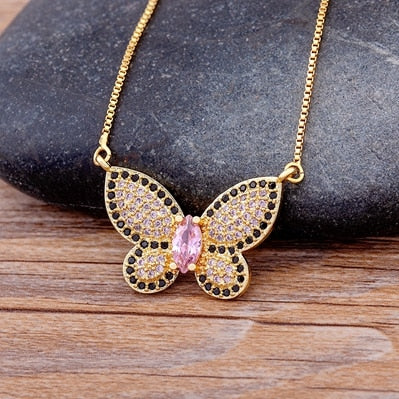 Lucky Butterfly Crystal Pendant Necklace