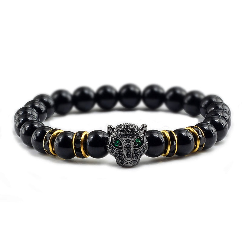 Panther Black Lava Stones Bracelet