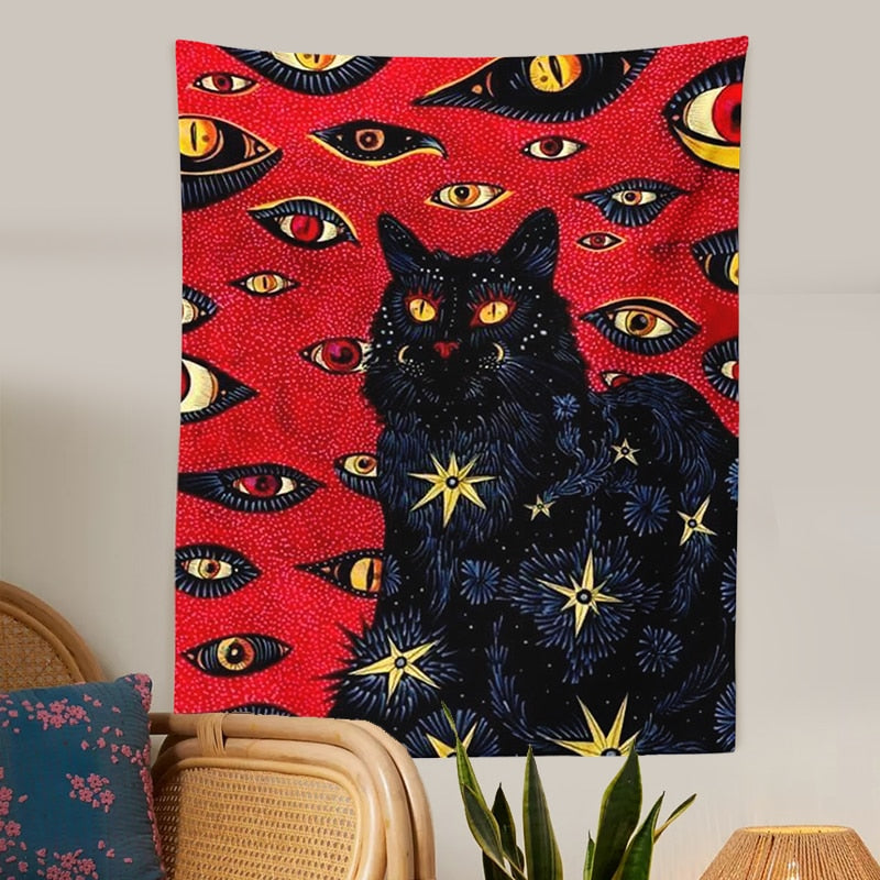 Cat Coven of the All-seeing Eye Tapestry