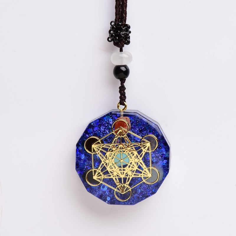 Handmade Metatron Orgone Pendant in Lapis Lazuli