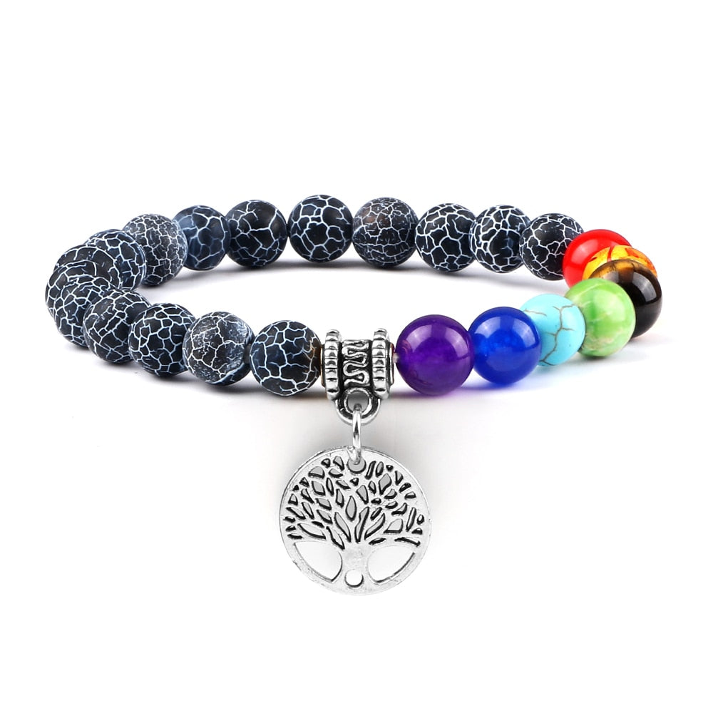 7 Chakra Stones Bracelet w/ Tree of Life Pendant