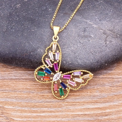 Lucky Butterfly Crystal Pendant Necklace