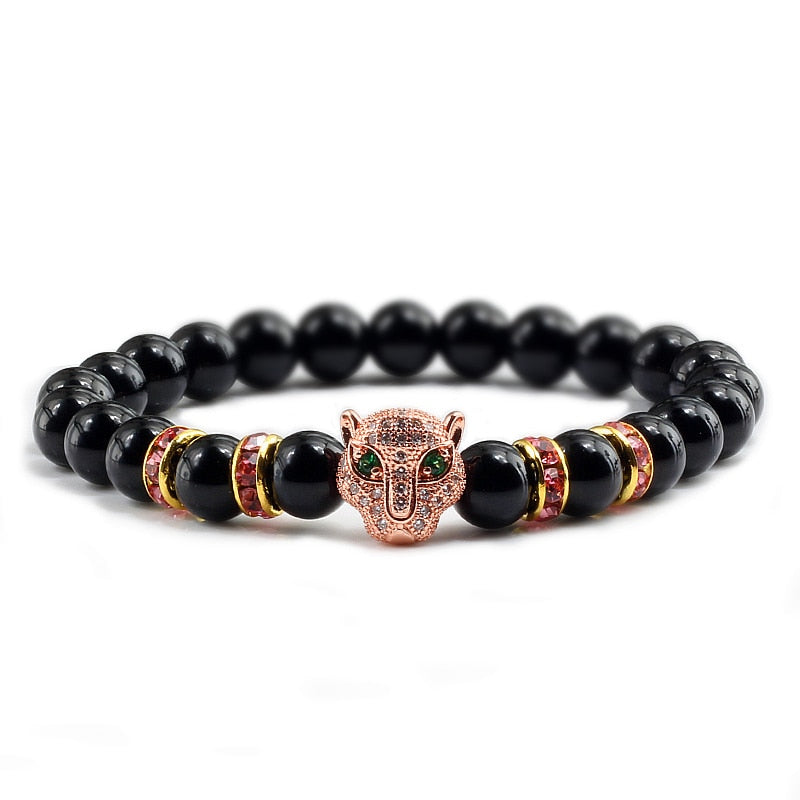 Panther Black Lava Stones Bracelet