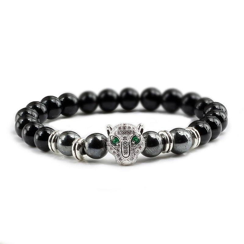 Panther Black Lava Stones Bracelet