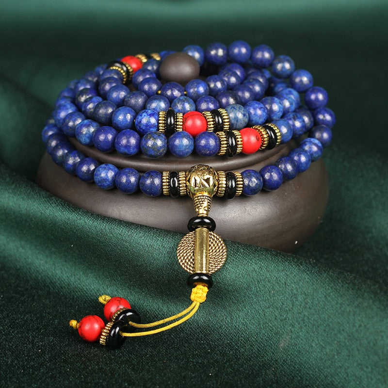 108 Buddhist Prayer Bead Mala Lapis Lazuli Stone