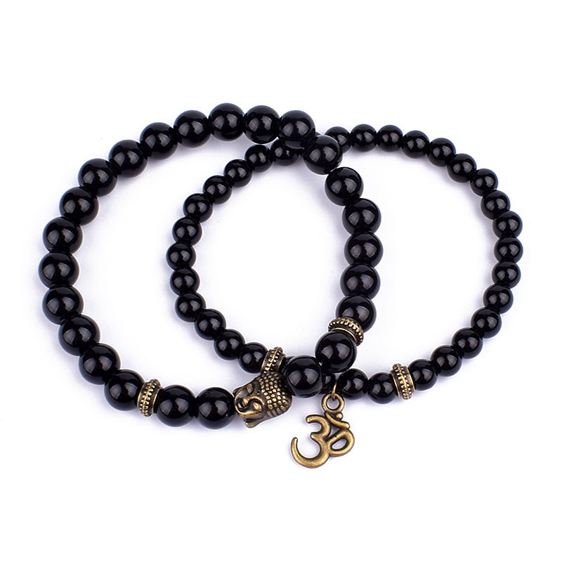 Ohm Charm Buddha Bead Bracelet