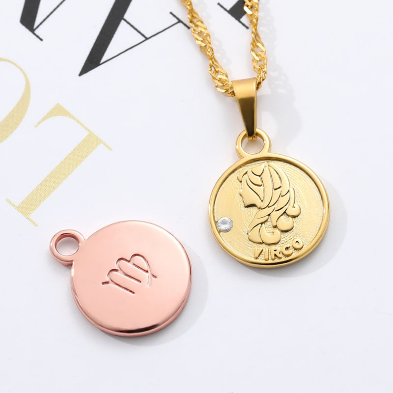 Zodiac Coin Pendant Necklace