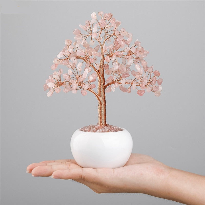 Crystal Feng Shui Money Tree w/ Ceramic Base