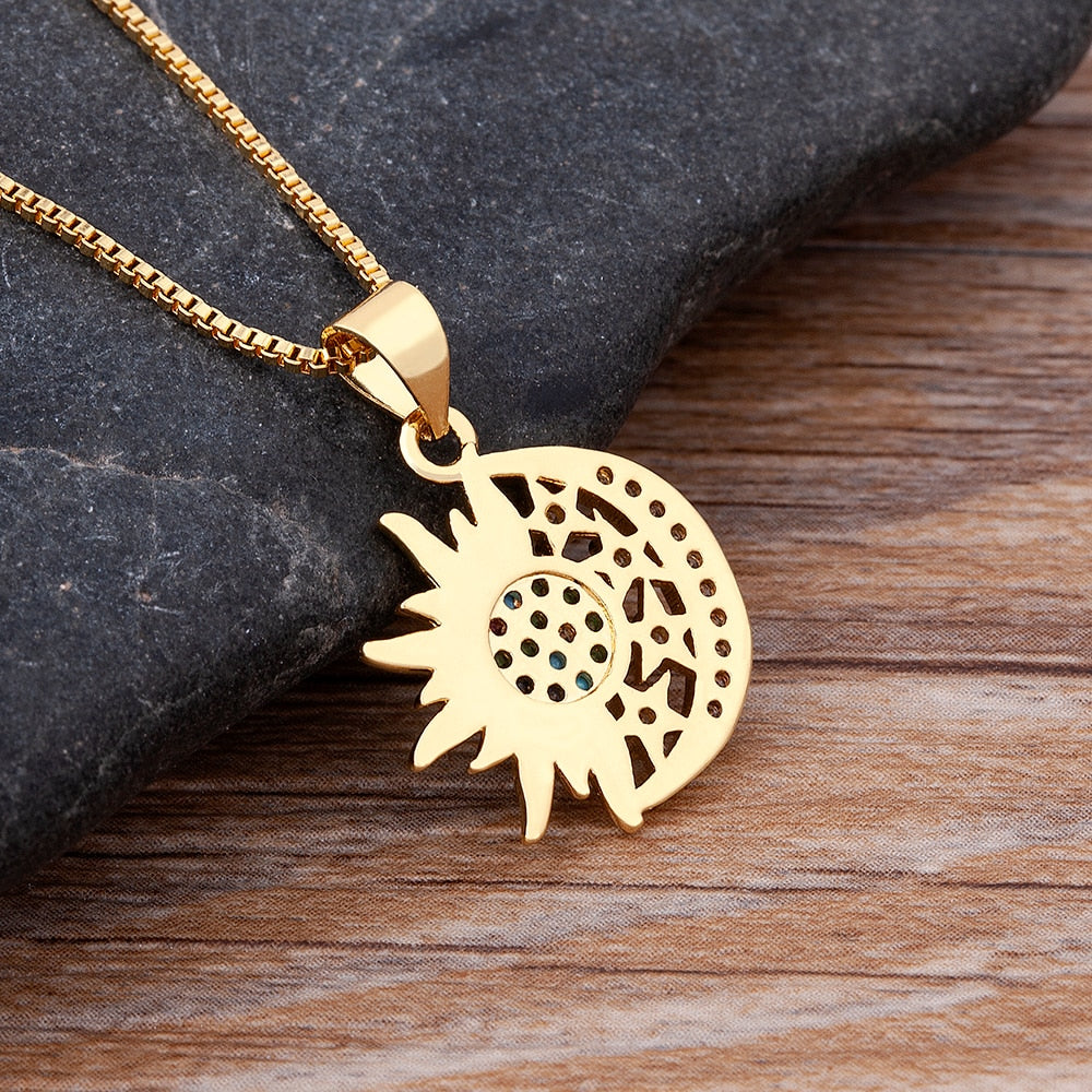 Sun & Moon Totem Pendant Necklace