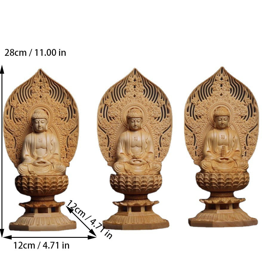 Sakyamuni Buddha Hand Carved from Solid Wood