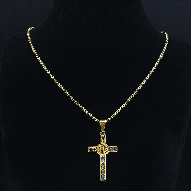 Crystal Crucifix with Saint Benedict Medal