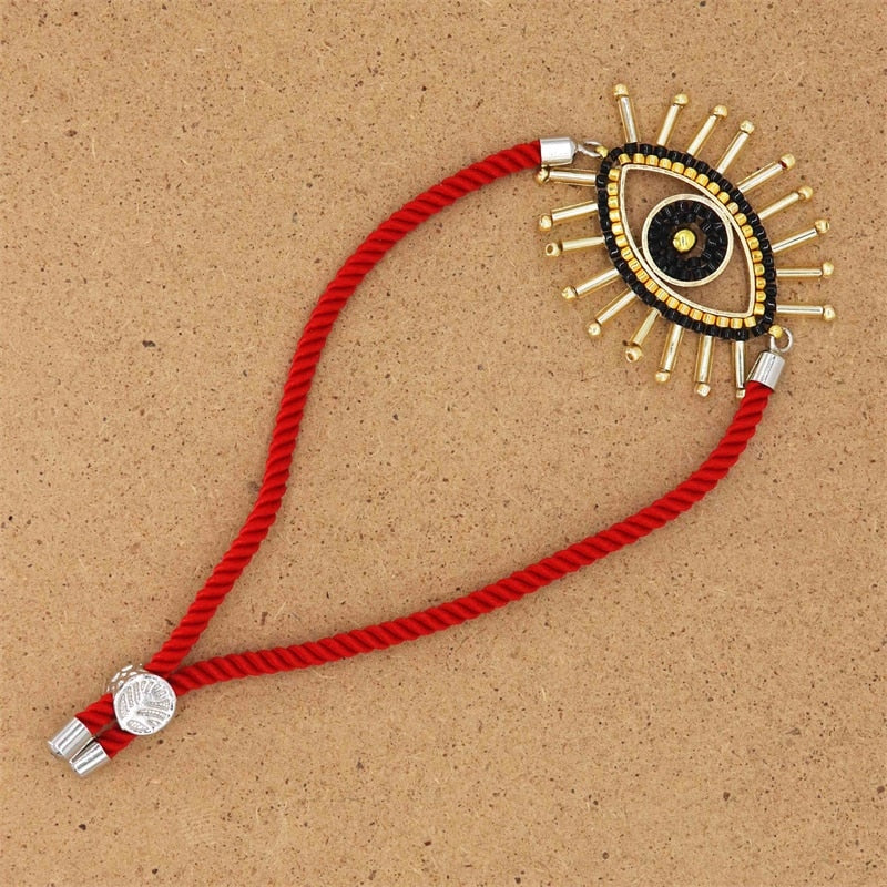 Handmade Woven Beaded Evil Eye Bracelet