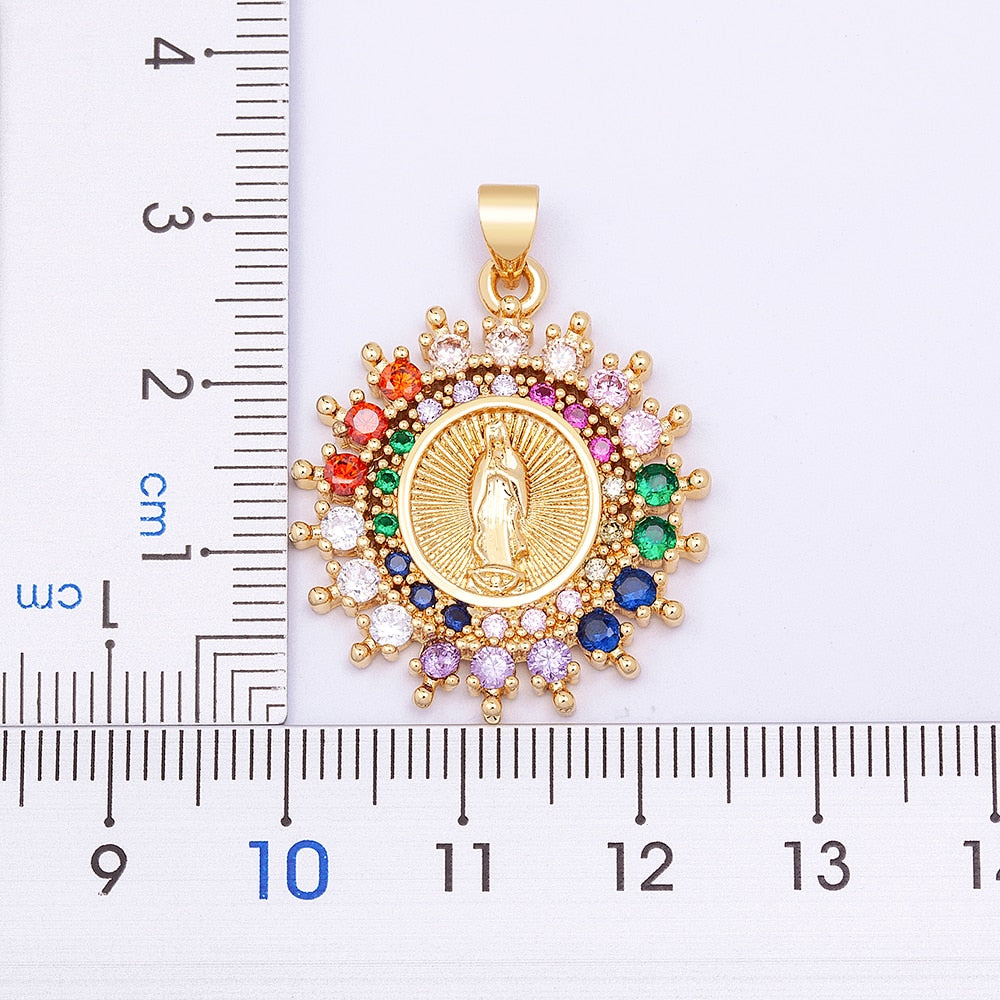 Virgin Mary Crystal Pendant Necklace