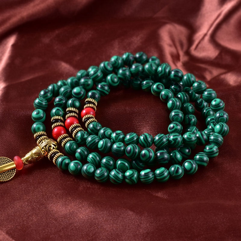 108 Mala Prayer Beads Malachite Japa