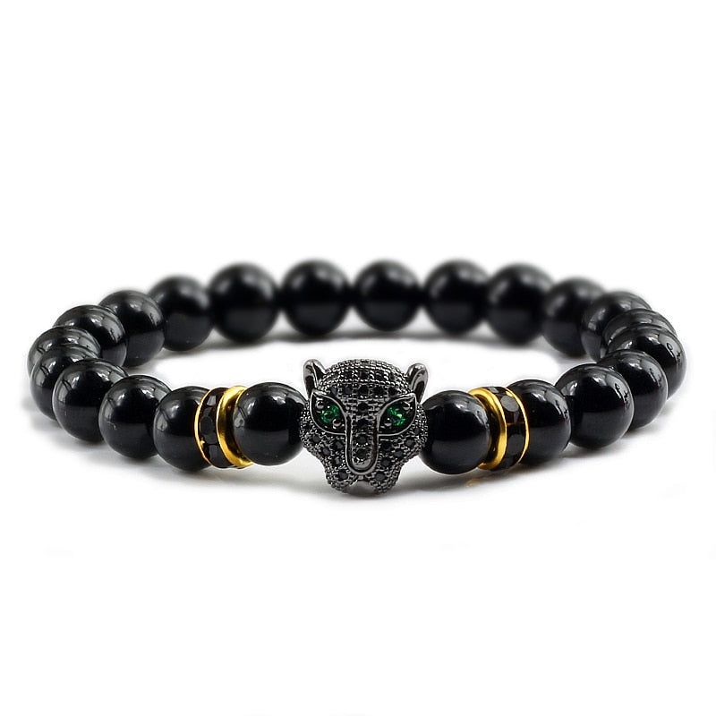 Panther Black Lava Stones Bracelet