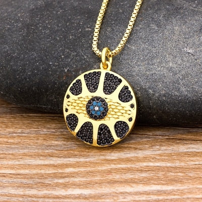 Evil Eye Crystal Pendant Necklace