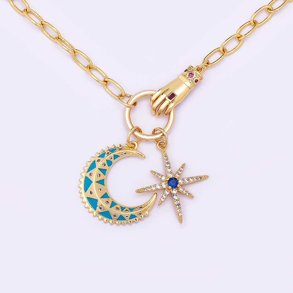 Moon & Star Pendant Necklace