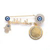 Hand of Fatima + Evil Eye Stainless Steel Brooch