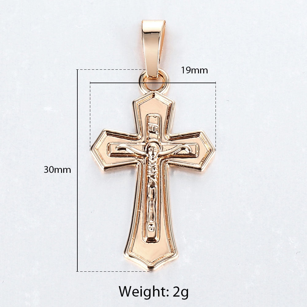 Jesus on the Holy Cross Pendant Necklace in Rose Gold Colour