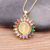 Virgin Mary Crystal Pendant Necklace