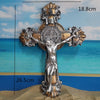 Jesus on the Holy Cross with Saint Benedicts Medal Wooden & Metal Ornament