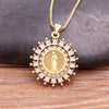 Virgin Mary Crystal Pendant Necklace