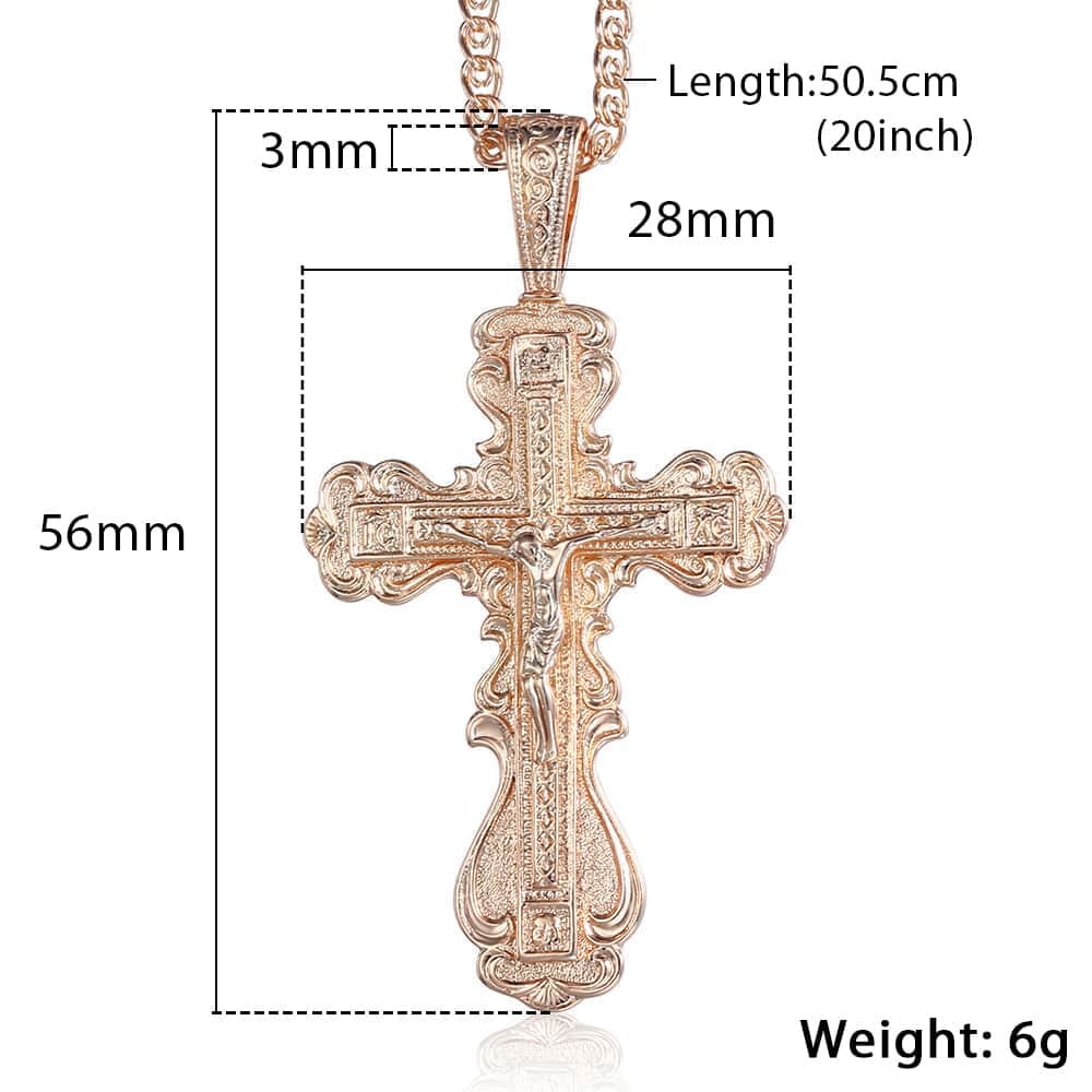 Jesus on the Holy Cross Pendant Necklace in Rose Gold Colour