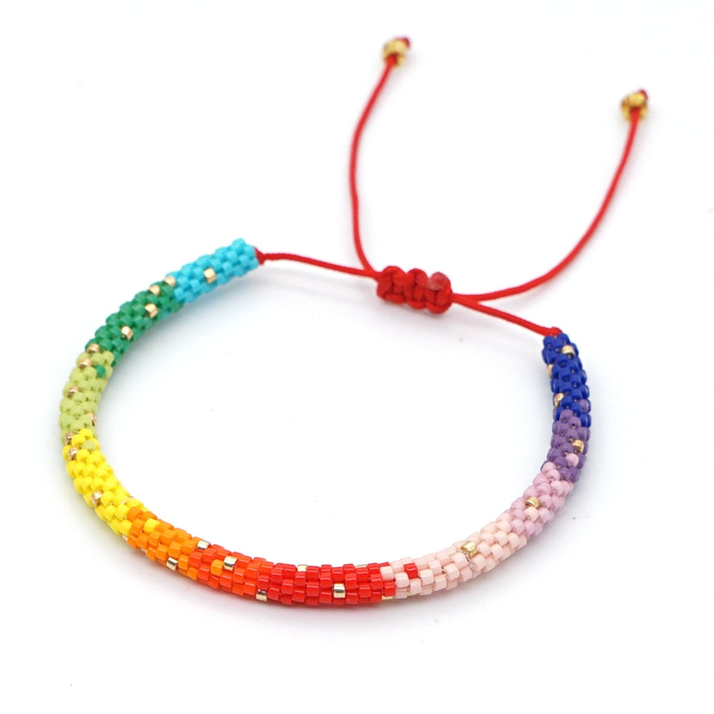 Evil Eye Rainbow Beaded Bracelet