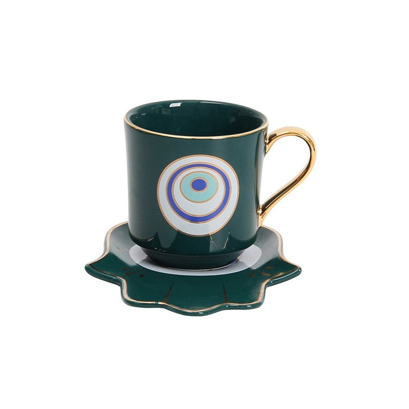 Evil Eye Luxury Coffee Cup Saucer Set