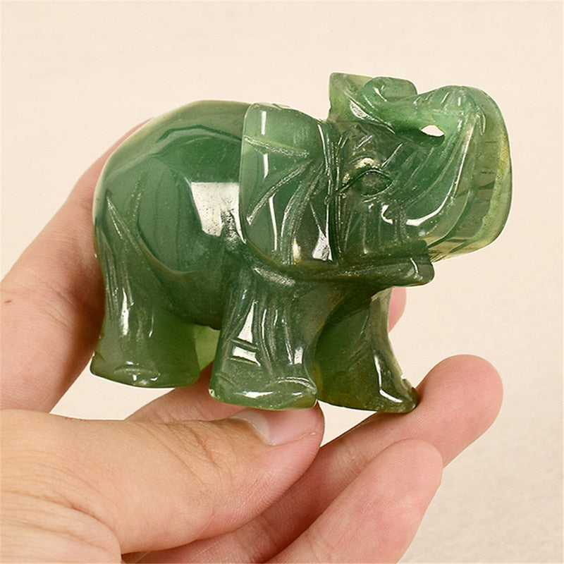 Lucky Elephant Carved from Green Aventurine