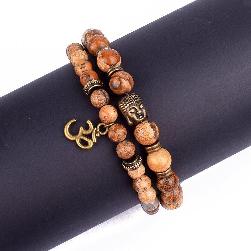 Ohm Charm Buddha Bead Bracelet