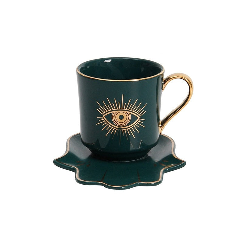 Evil Eye Luxury Coffee Cup Saucer Set