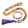 108 Bead Mala Handmade w/ Topaz Amethyst