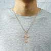 Jesus on the Holy Cross Pendant Necklace in Rose Gold Colour