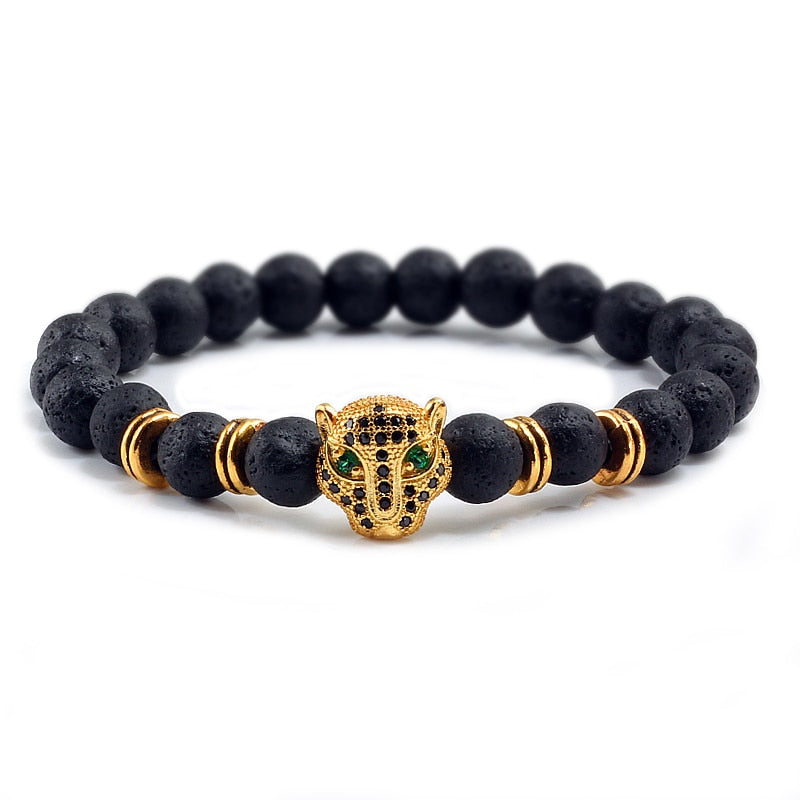 Panther Black Lava Stones Bracelet