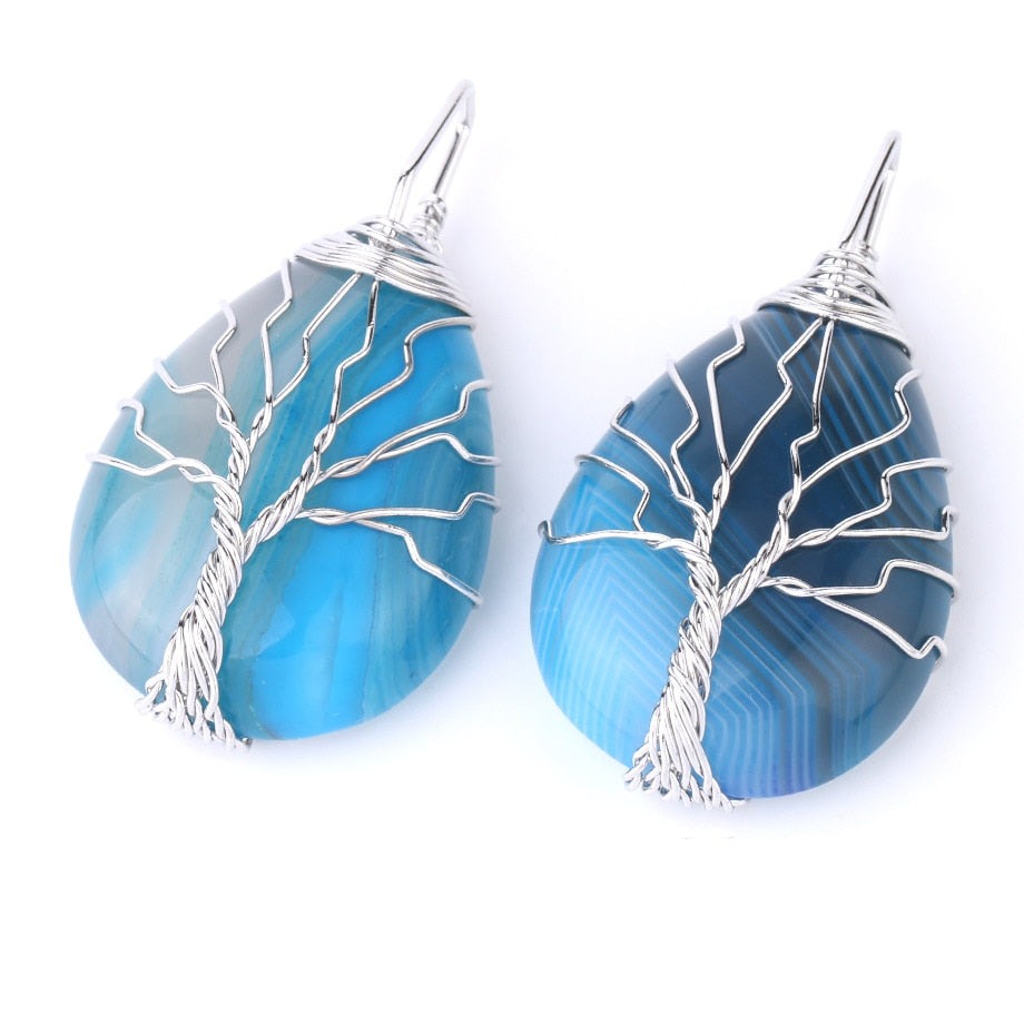 Tree of Life Wire Wrap Water Drop Pendant & Necklace