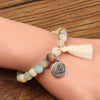 Natural Stone Lotus Buddha Charm Mala Bracelet with Tassel