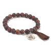 Natural Stone Lotus Buddha Charm Mala Bracelet with Tassel