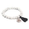 Natural Stone Lotus Buddha Charm Mala Bracelet with Tassel