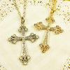 Large Crystal Gothic Style Cross Pendant Necklace