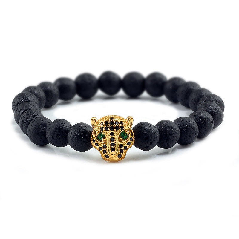 Panther Black Lava Stones Bracelet