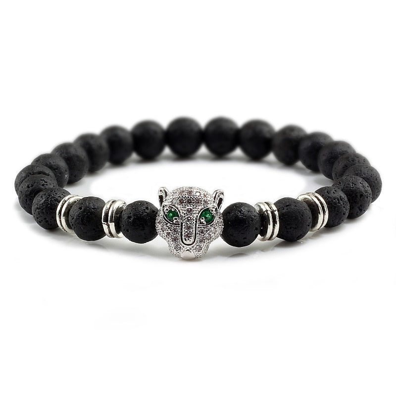 Panther Black Lava Stones Bracelet