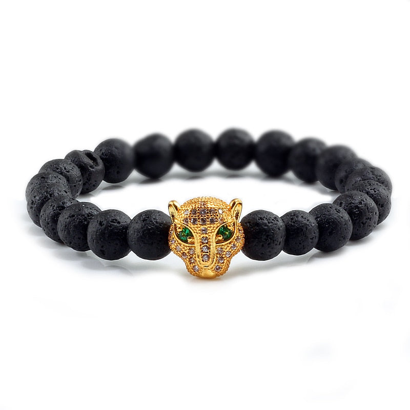 Panther Black Lava Stones Bracelet