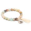 Natural Stone Lotus Buddha Charm Mala Bracelet with Tassel