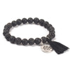 Natural Stone Lotus Buddha Charm Mala Bracelet with Tassel