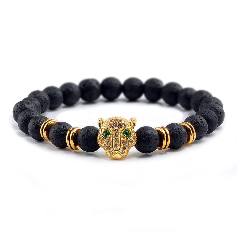 Panther Black Lava Stones Bracelet