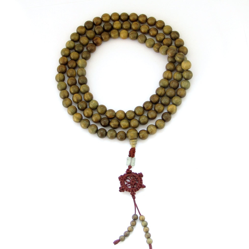 108 Bead Prayer Mala Handmade Natural Green Sandalwood