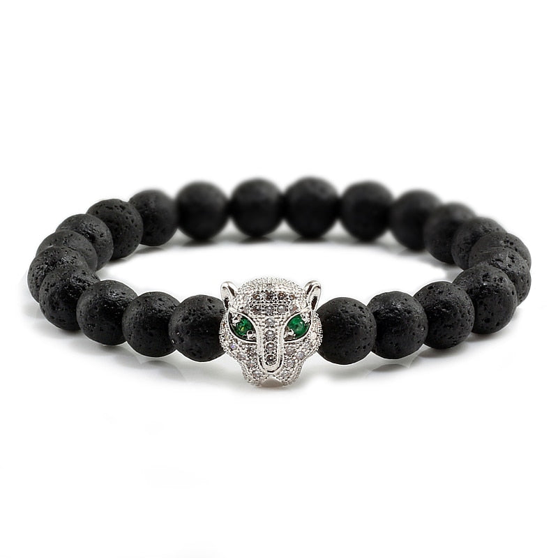 Panther Black Lava Stones Bracelet