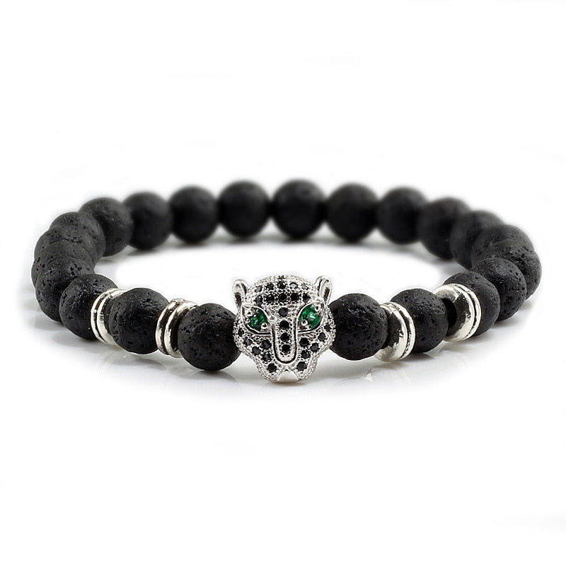 Panther Black Lava Stones Bracelet